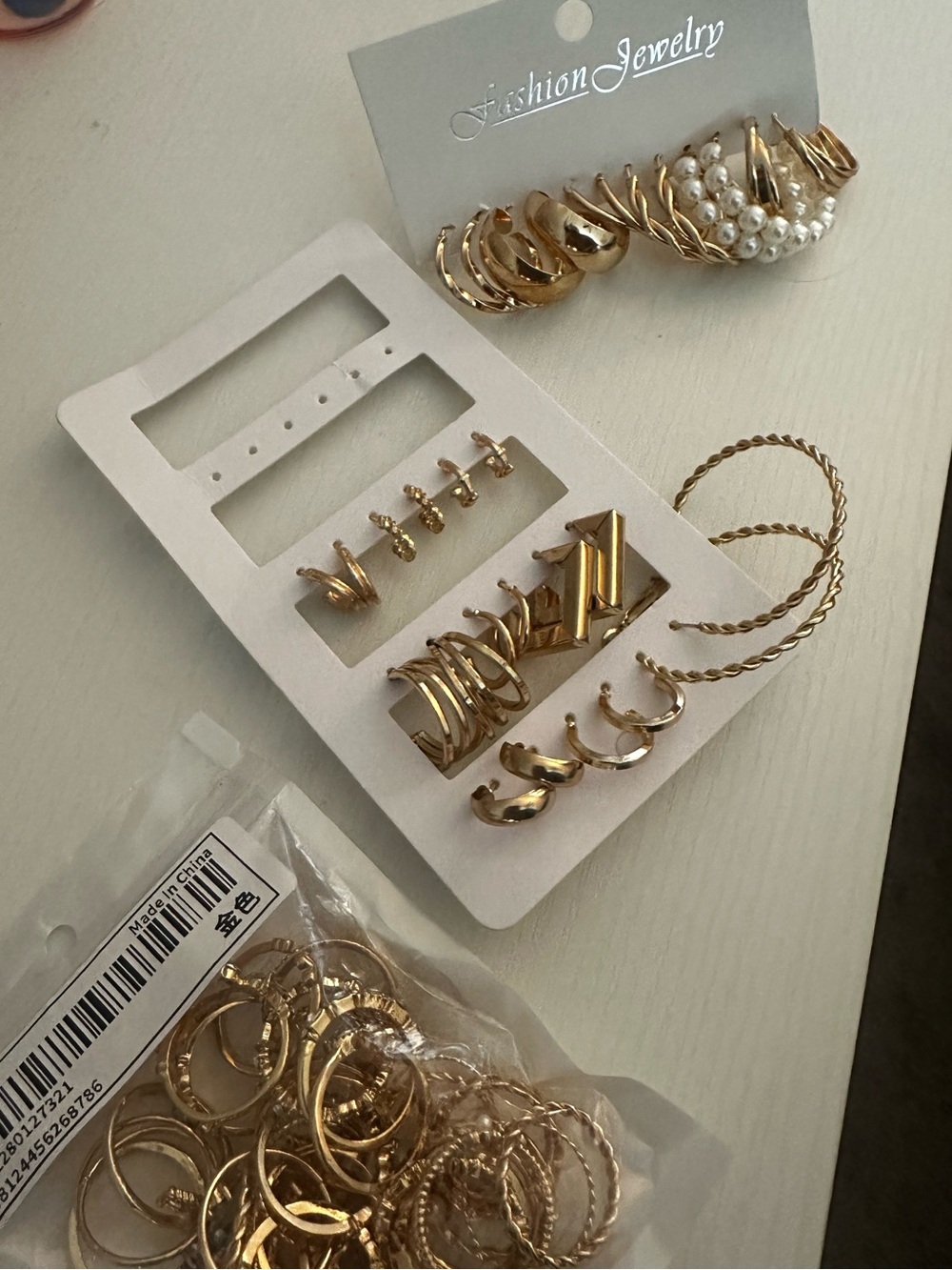 Fashion Jewelry Gold Toned Earrings and Rings